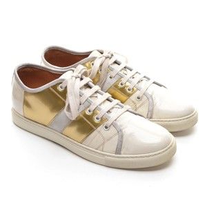Men Marc Jacobs White Gold Leather Low Top Sneakers 41